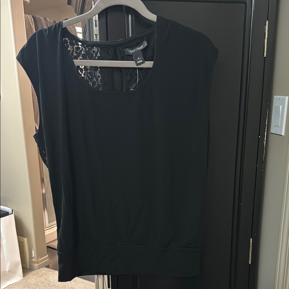 White House Black Market Fitted Black Blouse